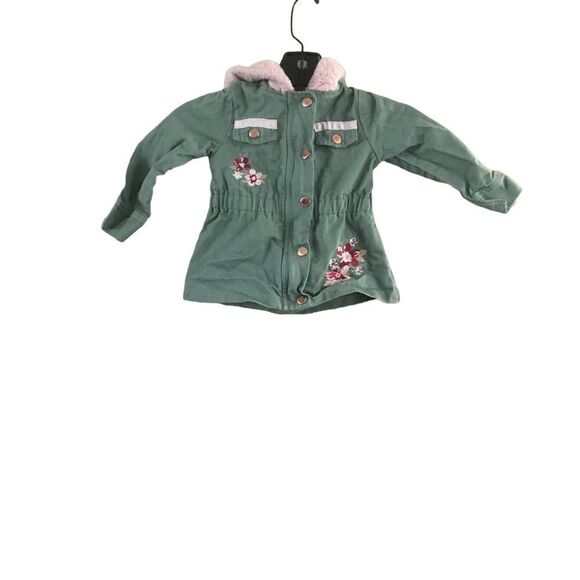 Little lass Green and pink  utility jacket Size 2T - Picture 7 of 7